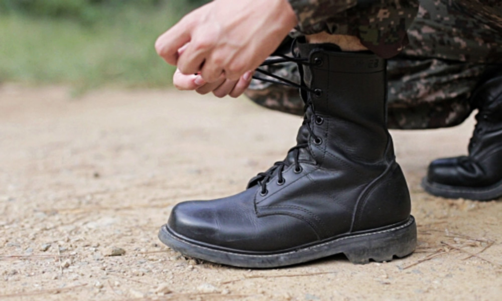 army boots in sand