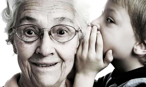 how to compliment, sweet somethings, boy whispering to grandmother