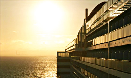 hope floats - cruise ship at sunset