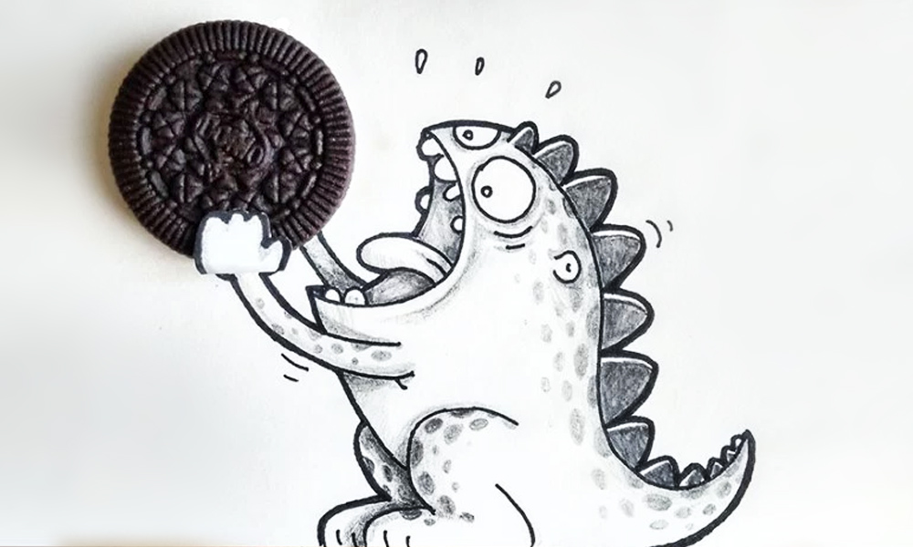 The Best Advice So Far - do not feed - sketched baby dragon comic eating a cookie