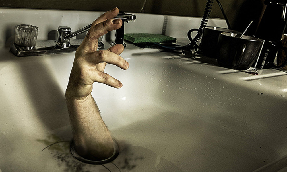 The Best Advice So Far - drain - male human hand reaching up out of kitchen sink drain