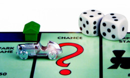 The Best Advice So Far - chance - silver car, green house and dice on the Monopoloy 'Chance' space