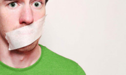 The Best Advice So Far: no words - wide-eyed man with tape over mouth